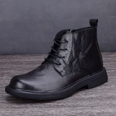 Boots for Man Ankle Boots Fashion Casual High Top Leather Shoes Men's Leather Boots Men's Shoes High Top Shoes