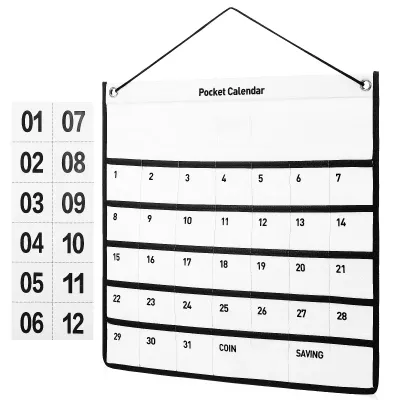 Calendar Wall Hanging Pocket 1 Month Non-Woven Fabric Storage Bag Lightweight Wall Mount Organizer for Home Office Classroom
