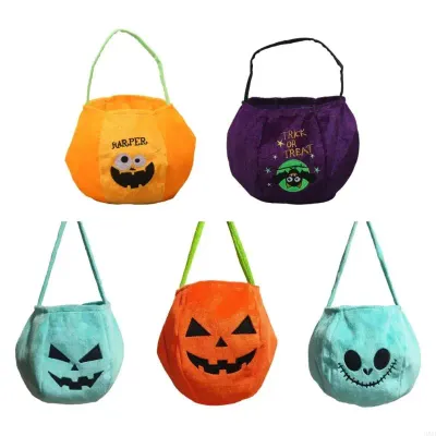 Halloween Candy Bag Storage Bucket with Portable Handle Portable Gift Basket JOMD