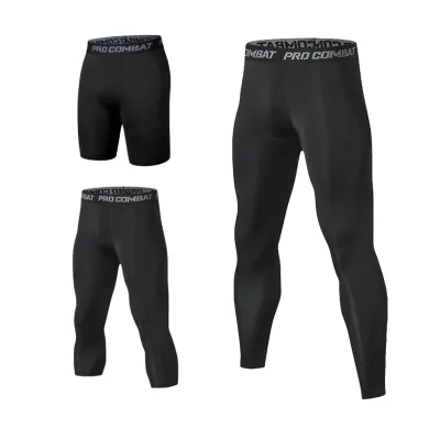 Men's Leggings Compression Pants Sports Leggings Basketball Quarter Shorts Quick Drying Running Training Stretch Fitness Pants