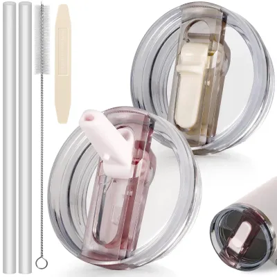 40oz Flip Straw Leak Proof Lid for Tumbler Lid Replacement for Stanley Cup Accessories Straw Cover Cleaning Brush with Straw
