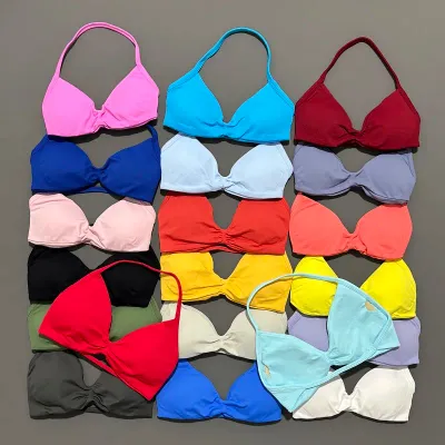 Sports Strappy Bra Yoga Underwear Women Gym Top Running Exercise Backless Bra High Support Active Wear Fitness Workout Halter