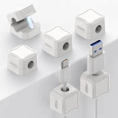 3/6/12 Pcs Magnetic Cable Clip Cord Holder Adhesive Wire Holder Keeper Organizer for Home Office Car Under Desk Cable Management
