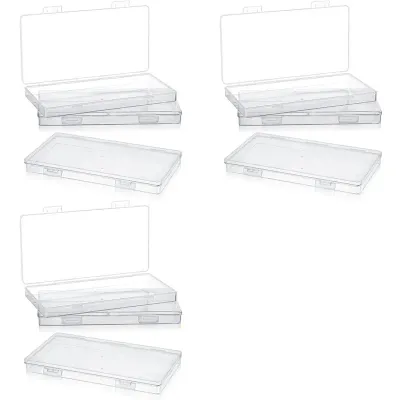 ABFU-9Pack Mini Plastic Clear Storage Containers Box,Small Rectangle Empty Organizer Case With Hinged Lid For Collecting Bead