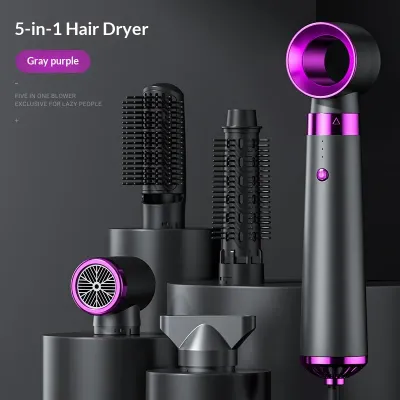 5 In 1 Negative Ion Hot Air Brush Multifunctional Hair Dryer Straightener Curler Hair Styling Tool