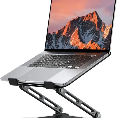 Adjustable Laptop Stand for Desk, Metal Foldable Riser, Portable Cooling Holder, Ergonomic for 10-15.6" Laptops