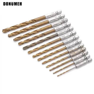 13Pcs 1/4Inch Hex Shank HSS Titanium Twist Drill Bit Set Wood Plastic Metal Electric Screwdriver Impact Driver Multifunction