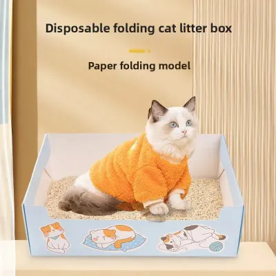 Disposable Portable Cat Litter Box Foldable Waterproof Large Space Groove Design Home Travel Cat Dog Toilet Pet Supplies