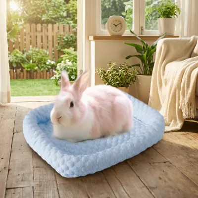 Breathable Hamsters Bed Pad with Double-sided Mat Anti-slip Bottom Small Pet Nest Detachable Chew-Proof Rabbits Cooling Cushion