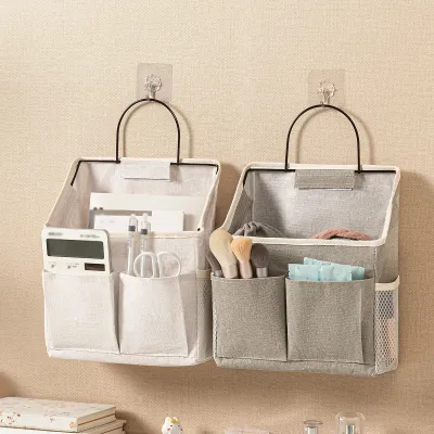 Multifunctional Fabric Hanging Storage Bag Wall-Mounted Organizer with Pockets Freestanding for Home Dorm Bathroom Bedroom