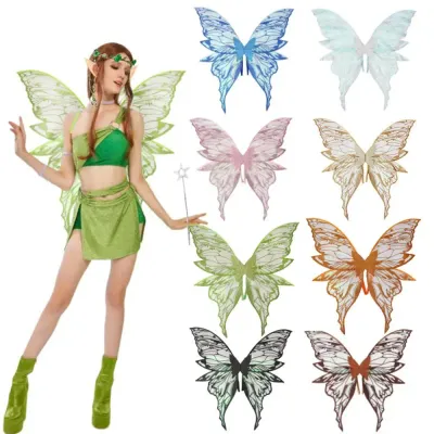 Magical Lightweight Fairy Wings Sparkling Colorful Butterfly Costume Wings Durable Dress Up Wings for Women Girls Party Gift