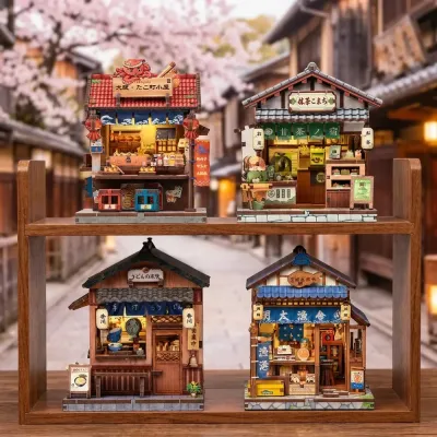 CUTEBEE DIY Book Nook Kit Japanese Mini Store 3D Puzzle Dollhouse for Bookshelf Unique Craft Gift for Book Lover Miniature Set