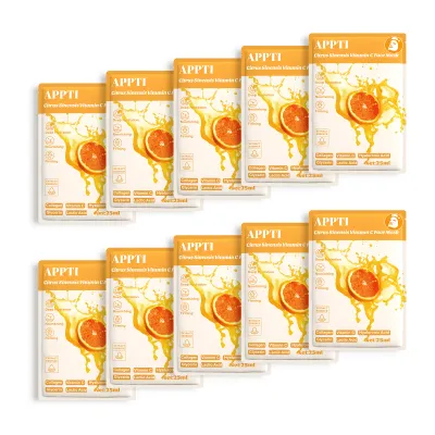10pcs APPTI Deeply Moisturizing Whitening and Brightening Vitamin C Facial Sheet Mask Hydrating Skin Care