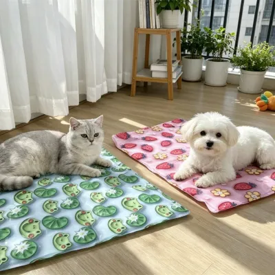 Pet Gel Cooling Mat, Foldable Ice Pad for Cats Dogs, PVC Waterproof, Physical Cooling, S/M/L