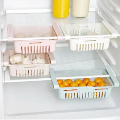 Refrigerator Drawer Organizer, Pull Out Shelf Storage Organizer for Egg, Fruit, Vegetable, Meat, Fit All Fridge Shelves Under