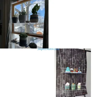 Transpaent Acrylic Window Plant Shelves 2/3 Layers Clear Hanging Floating Wall Shelf Flower Pot Rack Planter Stand Decor