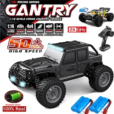 1:16 50 or 80KM/H Fast Rc Cars With LED Lights 4WD RC Car Off Road 2.4G Remote Control Truck Drift Toys for Kids Toy Adults