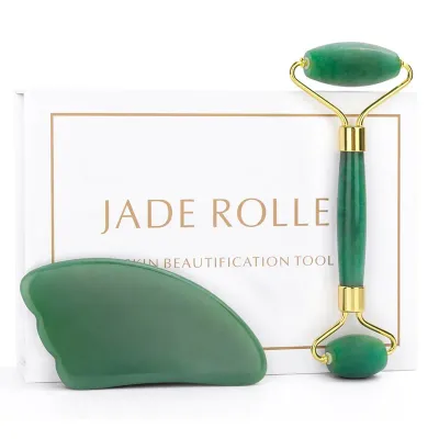 Jade Roller Gua Sha Set Facial Roller Massager Face Body Neck Lift Tighten Slimming Skin Care Tools Natural Rose Quartz Roller