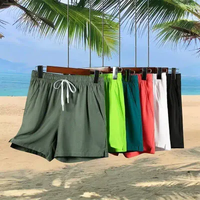 Men's Fitness Sports Shorts Plus Size Casual Solid Color Beach Shorts Men Quick Dry Breathable Running Shorts Male Swim Trunks
