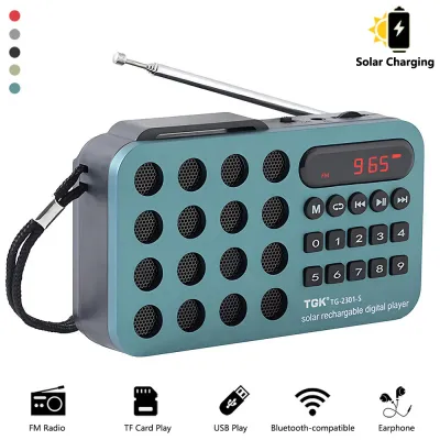 Перезаряжаемый портативный FM-радио мини‑солнечный Bluetooth беспроводной динамик с поддержкой USB TF‑карты, MP3‑плеером и FM‑радиоприёмником