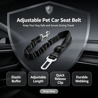 Dog Safety Leash Adjustable Retractable Cushioning Elastic Pet Leash Car Seat Seat Belt Safety Rope Tug Rope