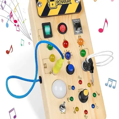 Kids Early Education Toys Electronic Led Light Baby Wooden Sensory Busy Board Montessori For Toddler Christmas Gifts