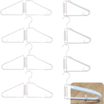 8 Pack Foldable Travel Hangers - Space Saving Plastic Collapsible Clothes Hangers for Cruise, Home, Dorm (White)