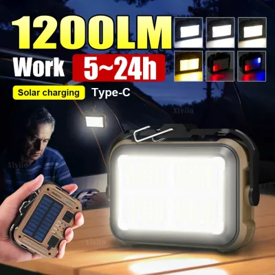 1200LM Working 5~24h LED Camping Lantern 3600Mah Solar Rechargeable Tent Light for Camping Fishing Emergency Working Lighting