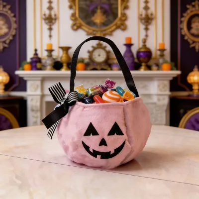 Halloween Bow Candy Bag Portable Pumpkin Trick Or Treat Bag Kids Ghost Festival Party Decoration Props Children Gift Handbag