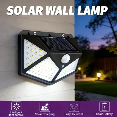 Solar Spotlight Outdoor, 44/100LED PIR Motion Sensor Wall Light, IP65 Waterproof Solar Powered Security Lamp for Garden 1/2/4Pcs