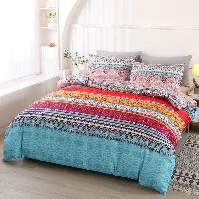 Boho Style Quilt Cover Set Bohemian 3PCS Bedding Sets with Pillowcases National Queen King Twin Size Duvet Cover for Double Bed
