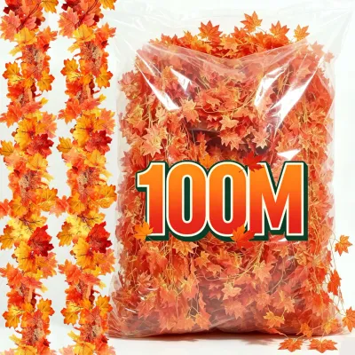 Artificial Fall Maple Leaf Garland Fake Plants Autumn Decor Leaves Vine for Thanksgiving Halloween Festivals Wedding Decora