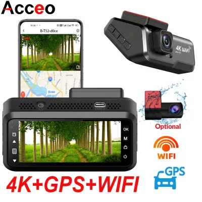 4K WIFI GPS Dash Cam Mini CAR DVR Driving Recorder Front and Rear Dual Lens 1080P Black Box Camera Night Vision Parking Monitor