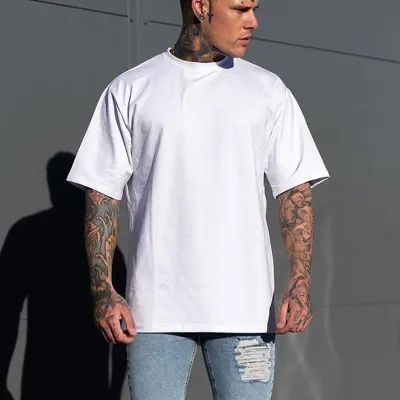 Plain 100% Cotton 220 Gsm Crew Neck Half Sleeve T-shirts for Men Casual Summer Oversized T-Shirt for Daily Wear Vacation Resorts