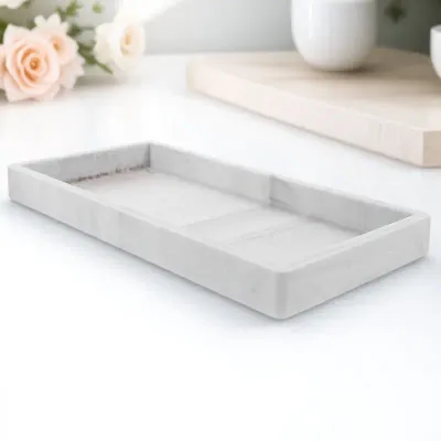 Silicone Bathroom Counter Tray Vanity Organizer Desktop Perfume Soap Tray for Makeup Toiletries Rings Storage