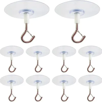 5Pcs Self Adhesive Ceiling Hooks Heavy Duty, No Drill Ceiling Hooks for Hanging Plants, No Drill Plant Hangers with Safety Locks for Hanging Lights Plants Chimes Fans Wall Decor in Kitchen Bathroom