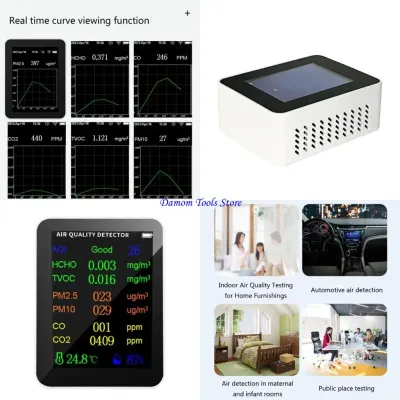 57BE 9 in 1 Air Quality Monitor-Detector Tests HCHO TVOC PM2.5 PM10-CO-CO2-AQI Temperature Humidity Indoor Air Quality Tester
