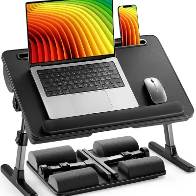 Foldable Laptop Bed Desk with Height & Tilt Adjustment, Portable Lap Stand for Working and Eating on Couch or Floor