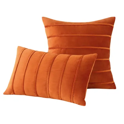 Fall Solid Striped Velvet Pillowcase Couch Chair Cushion Cover Throw Pillow for Seasonal Autumn 30x50cm 45x45cm Christmas Gift