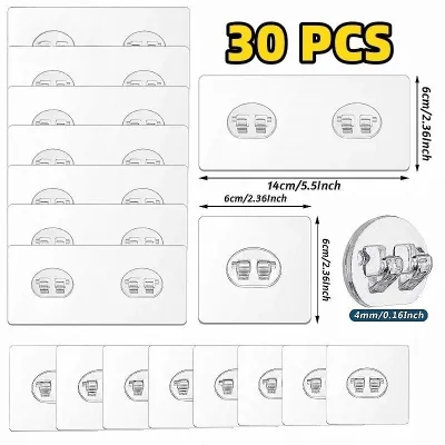 30 Pack Adhesive Hook Stickers Strong Adhesive Wall Hooks Shower Adhesive Replacement No Drilling Adhesive Hanging Hooks