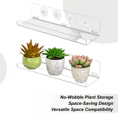 Plant Shelf for Window 2 Pieces Clear Suction Cup Planter Stand Indoor Plant Display Rack for Home Apartment Nature Lovers