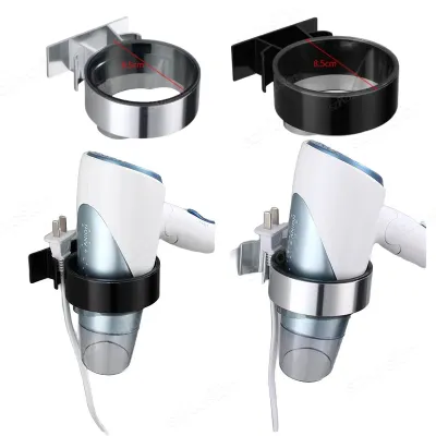 No Punching Hair Dryer Holder Rack Durable Adhesive Wall Mounted Bathroom Hair Dryer Organizer Storage Shelf Bathroom Storage