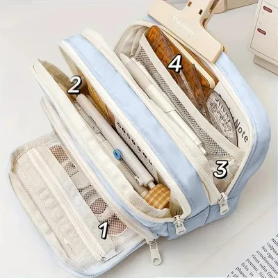 Kawaii Pencil Case 3 Layers Cute Pen Bag Large Capacity Korean Organizer Pouch for Student Back to School Supplies Stationery
