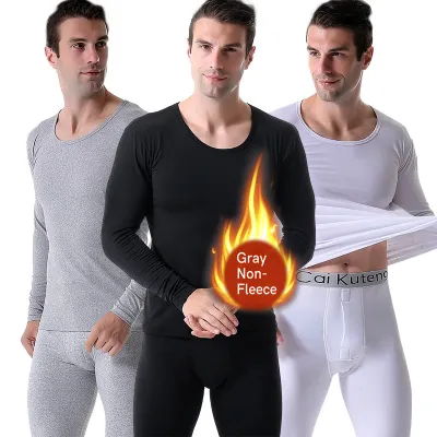 Men Premium Thermal Underwear Suit Ultra Soft Long Johns Fleece Lined Warm Base Layer Mens Thermals Top and Pants Set of 2
