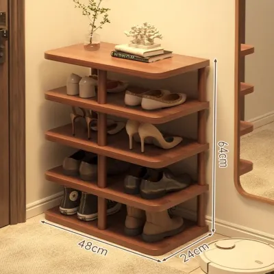 Solid Wood Shoe Rack Multi-Tier Entryway Storage Shelf Sturdy Narrow Floor Organizer Space-Saving Storage for Home Hallway Room
