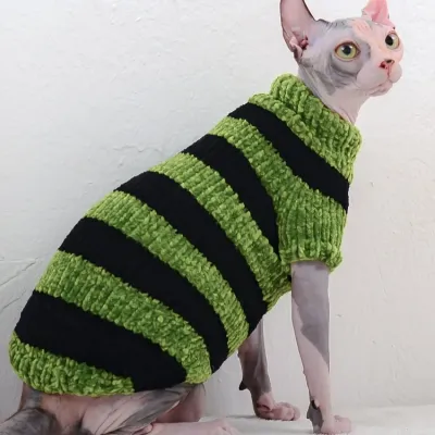 Clothes for Sphynx Plush Wool Coat Warm Sweater for Hairless Cat Clothing Winter Outwear for Kittens Small Dogs Pet Products