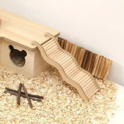 Wooden Wave Staircase Hamster Toy Pet Supplies - Eco-Friendly Fun for Small Animals