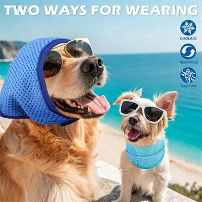 A59T Dog Cooling Bandana 2 Pack Instant Chill Out Pet Scarf Adjustable, Summer Outdoor Ice Neck Cooler, Prevent Sunstroke M