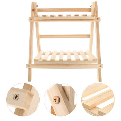 Wood Desktop Storage Rack 2 Tier Brown Wooden Desk Organizer Multipurpose Stand Desktop Storage Shelf Tabletop Bookshelf Home