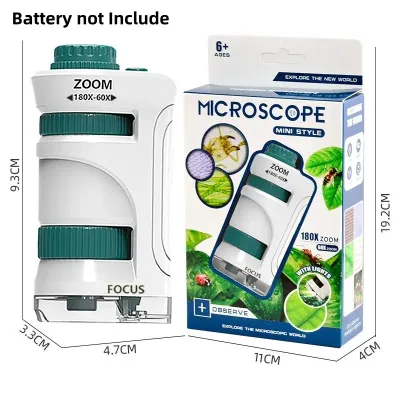 Educational Kids Microscope Toy 60-180X Magnification Science Kit with 12 Slides Ideal Learning Gift for Children Classroom Home